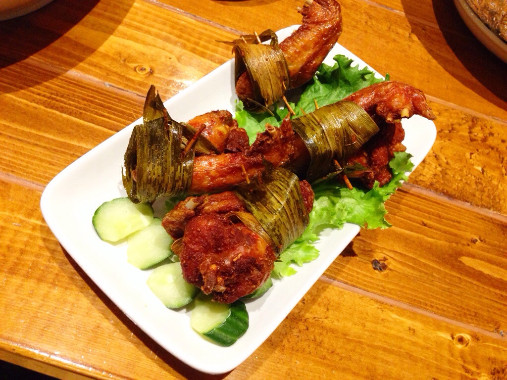 Pandan Chicken Wings - Marinated chicken wings wrapped in Pandan leaf.