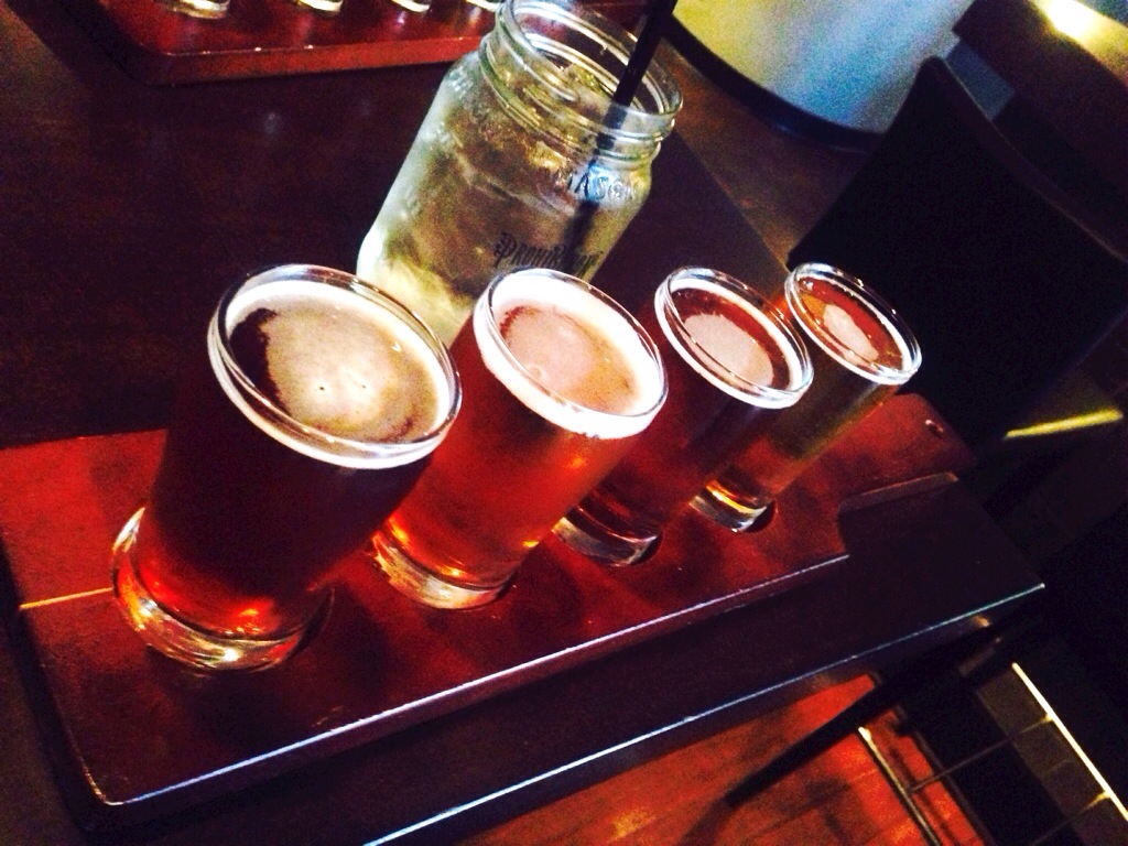 Beer Flight: Getaway Lager, Boolegger Amber Ale, Lawless IPA, Smuggler Scotch Ale @ Prohibition Tasting Room