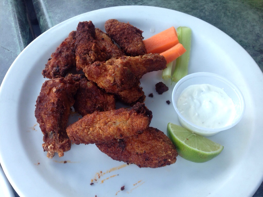 Wings, chili dry rub with lime sour cream @ Displace Hashery