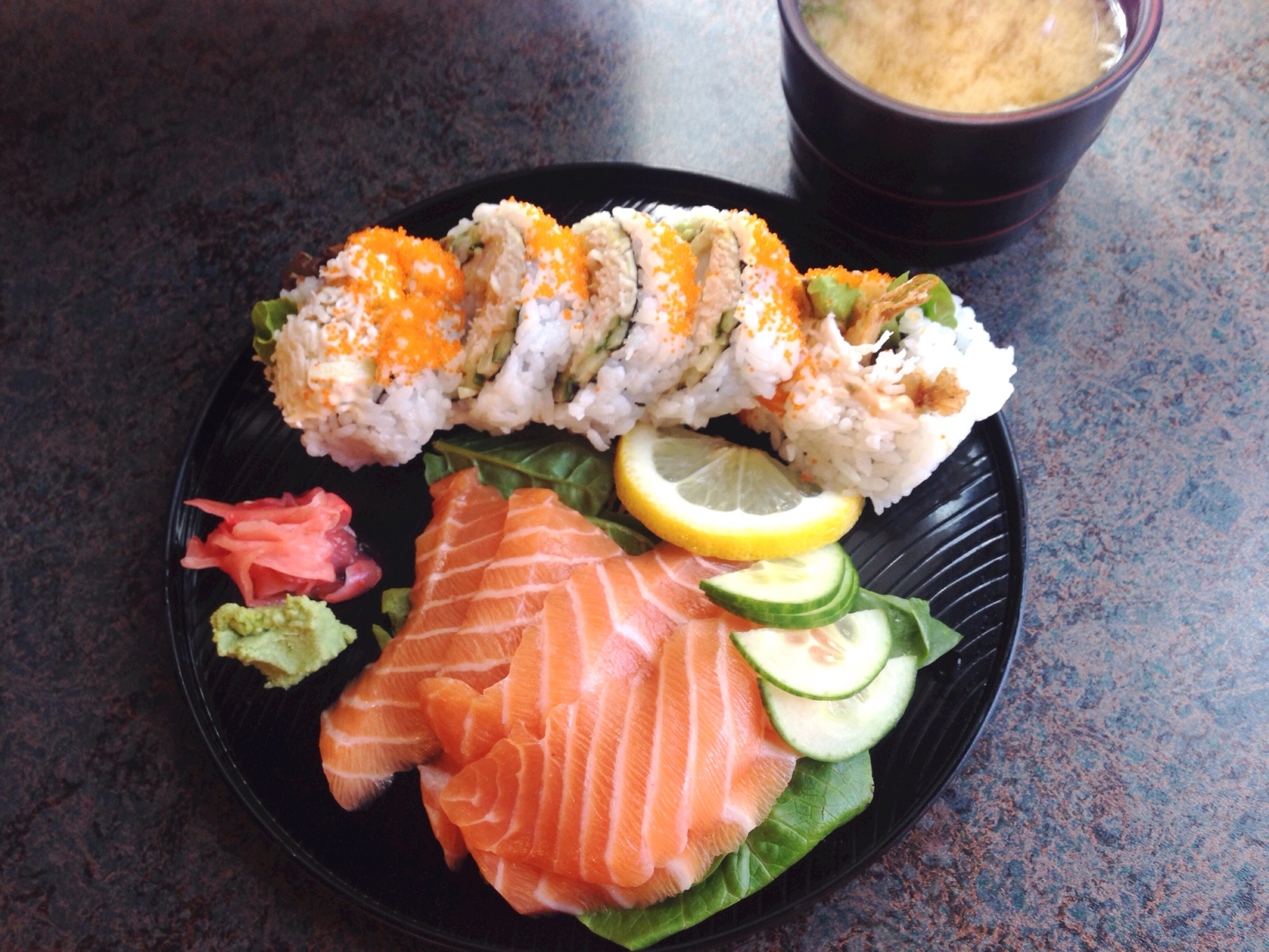 Salmon Sashimi and Dynamite Roll @ Sushi Spin Roll