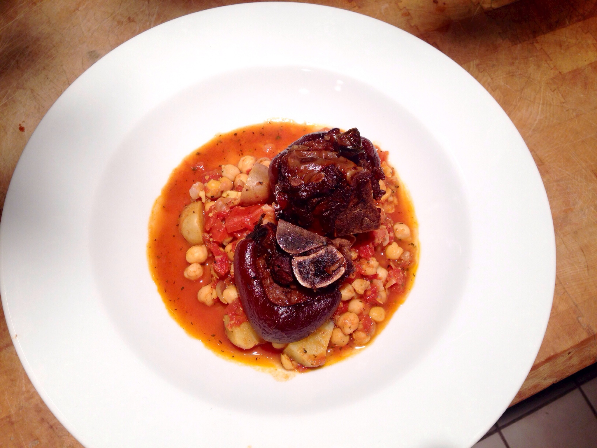 Braised Pork Hock on Chickpea Stew