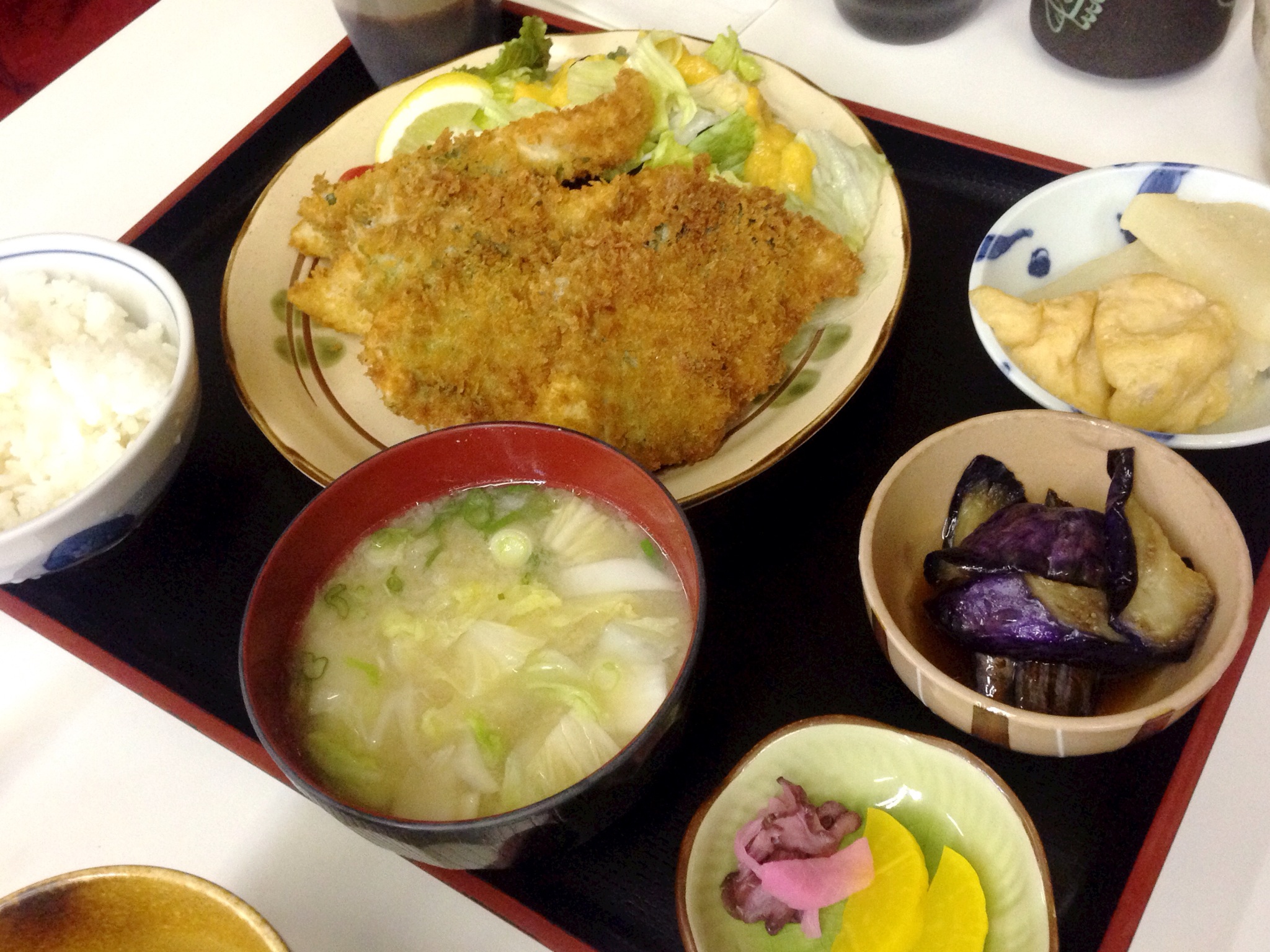 Teishouku - Breaded Deep Fried White Fish with Shiso Leaf @ Aotoya Blue Door