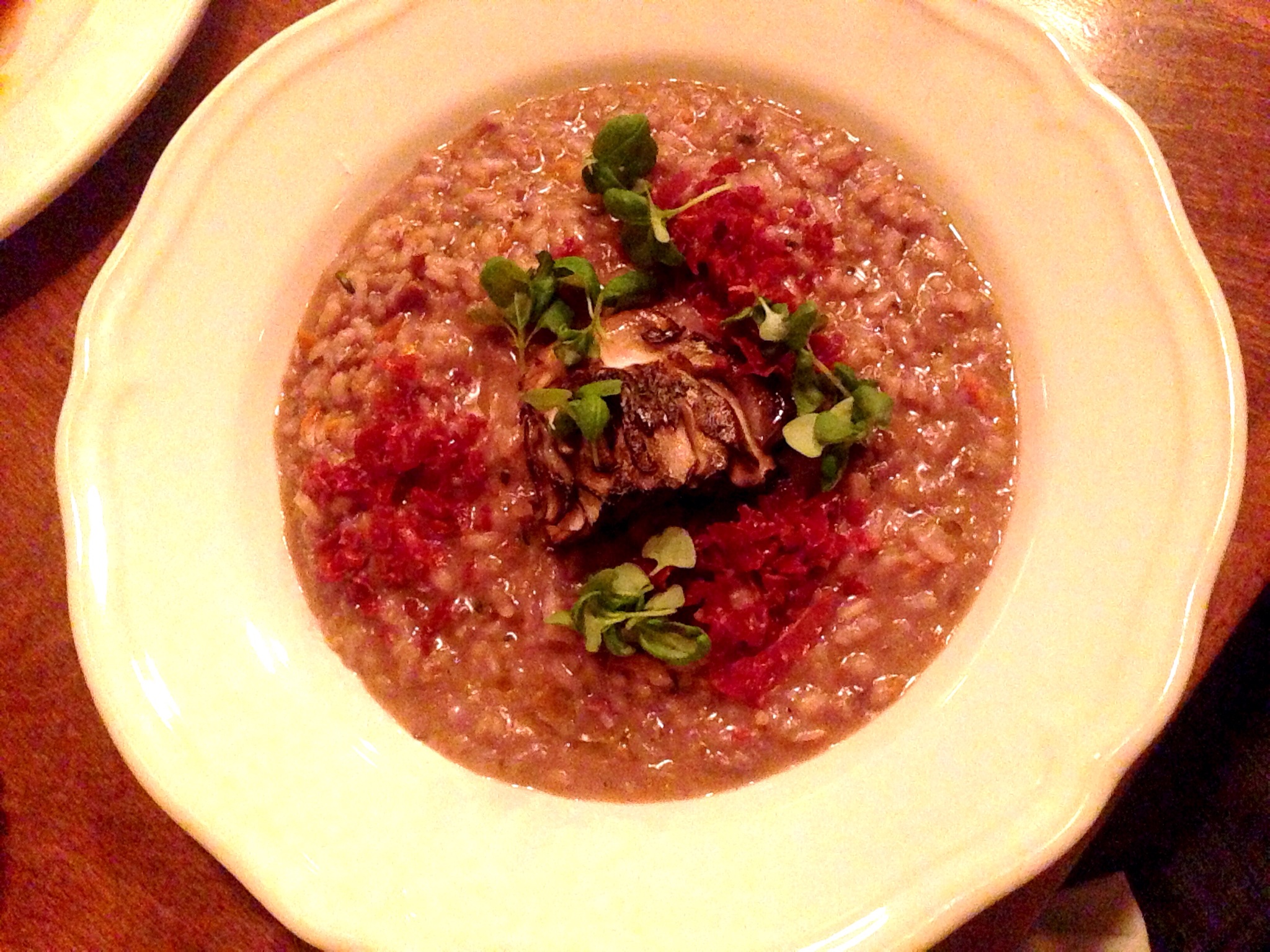 Red Wine Risotto, Prosciutto, and Mushrooms @ Ask For Luigi