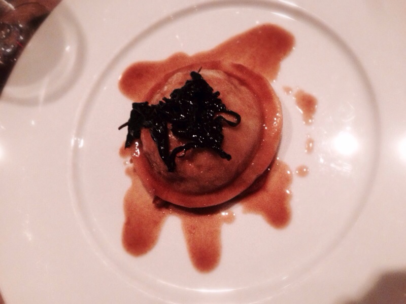 Duck raviolo, mushrooms, squash@ L'Abattoir