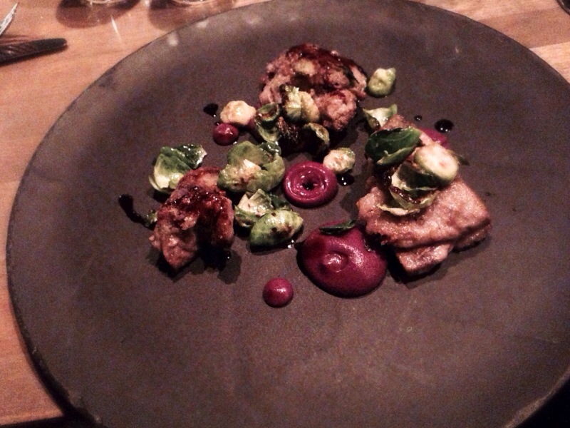 Milk braised lamb shoulder, fried brussels, red cabbage @ L'Abattoir