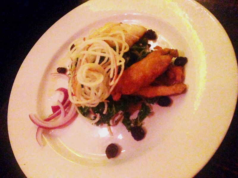 sablefish, tempura portebella, green kale sablefish, tempura portabella, green kale