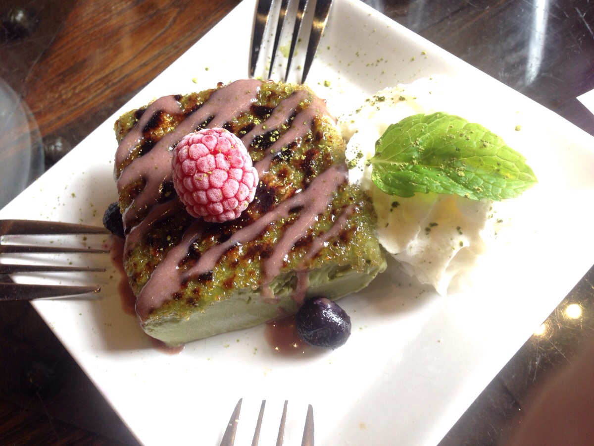 Kyoto Style Green Tea Brûlée with Red Bean Sauce