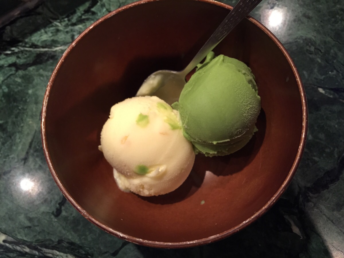 yuzu icecream, matcha ice cream