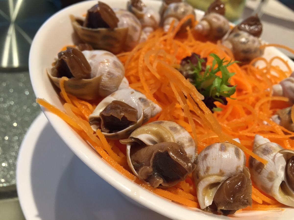 flower snails poached with sake
