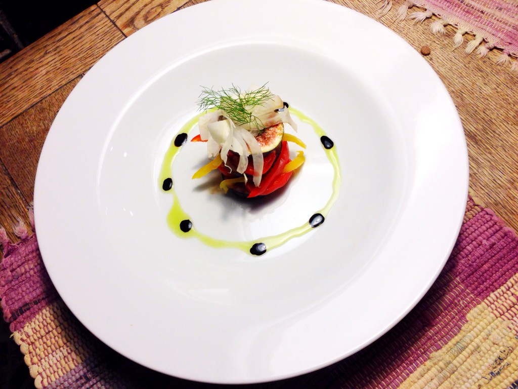 Salad of Black  Figs with Roasted Sweet Peppers and Shaved Fennel