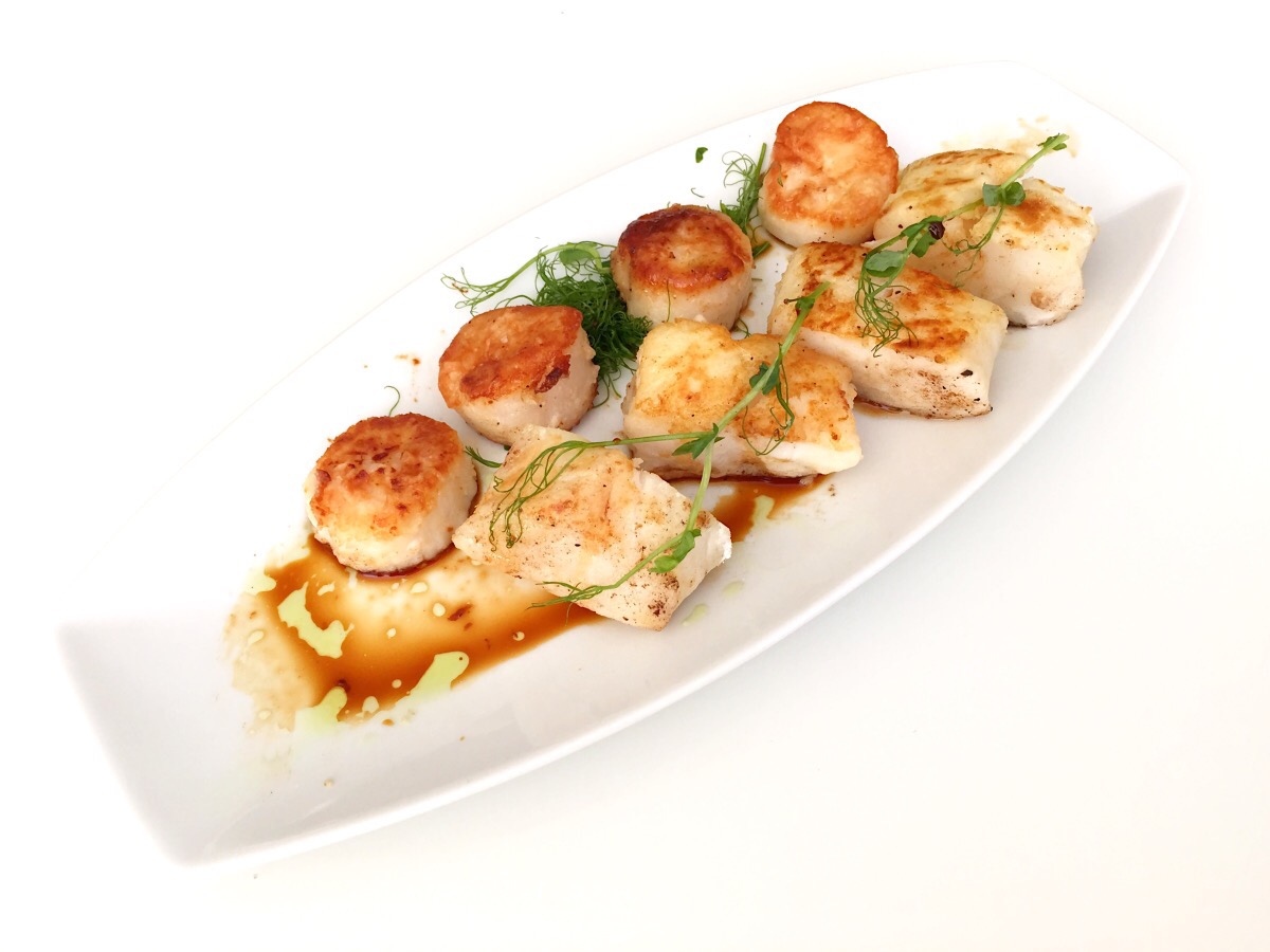Pan Seared Scallops and Pan Seared Pacific Wild Cod