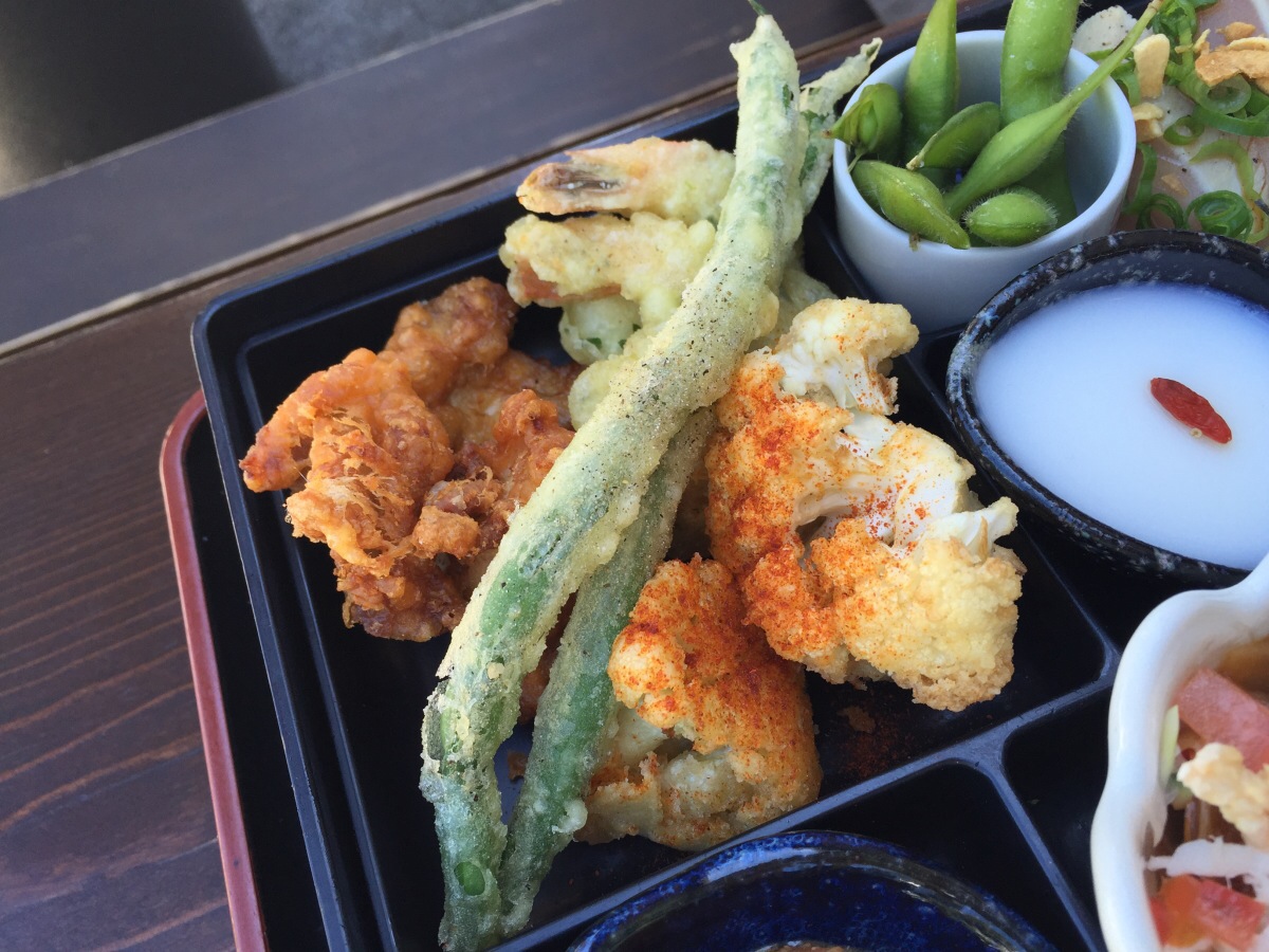 cauliflower karaage, ebi mayo, ingen fries and chicken karaage