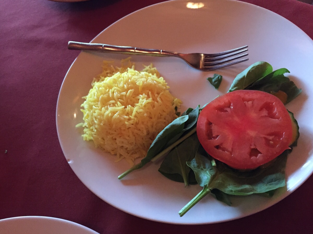 basmati rice , spinach and tomato salad