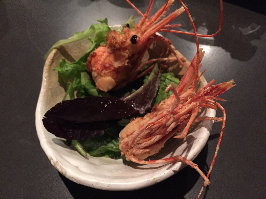Fried Spot Prawn Heads from Amaebi