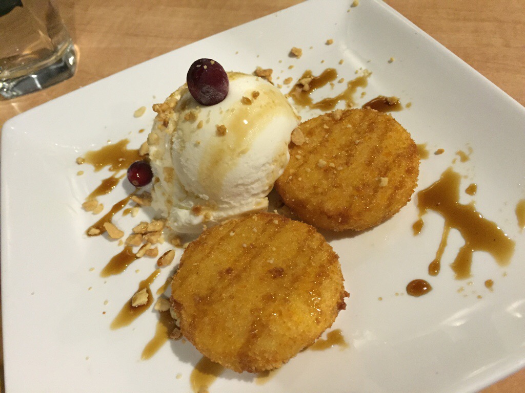dessert corn cake and ice cream