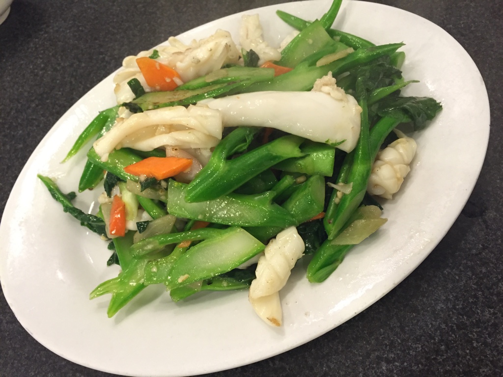 Pan Fried Squid and Gailan