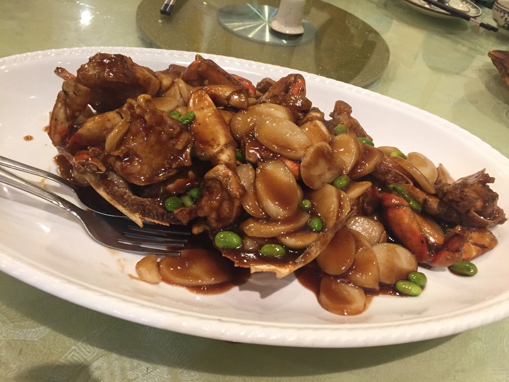 Pan Fried Double Crabs with Shanghai Rice Cake