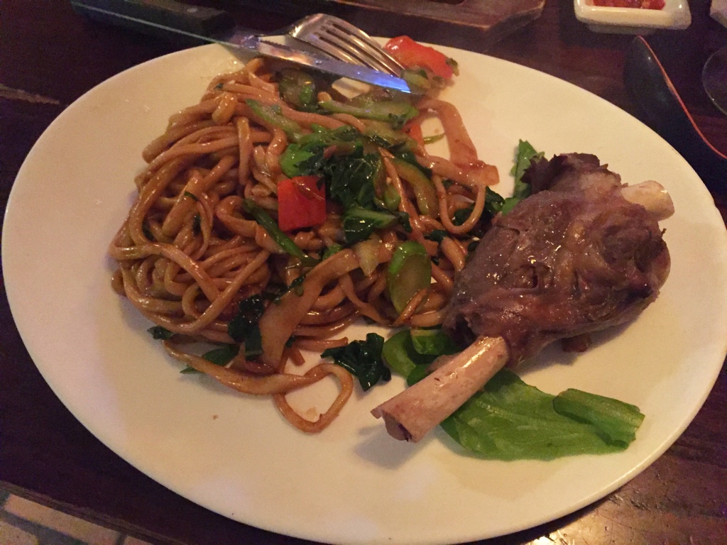 Tibetan Lamb Shank with fried Thick Noodle