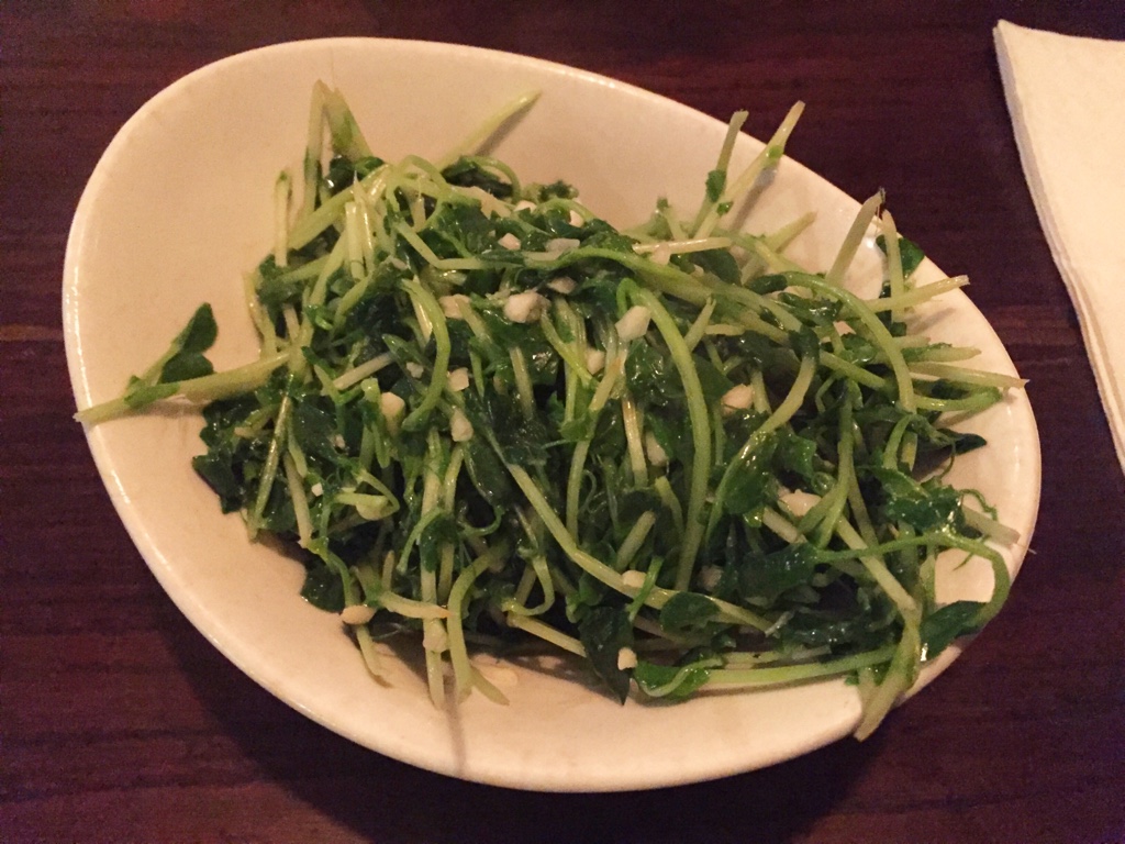 Fried Baby Pea Shoots with Garlic