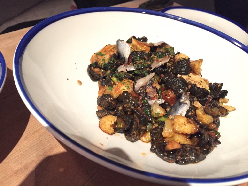 Squid Ink Conchiglie, Tuna, Cauliflower, Anchovy