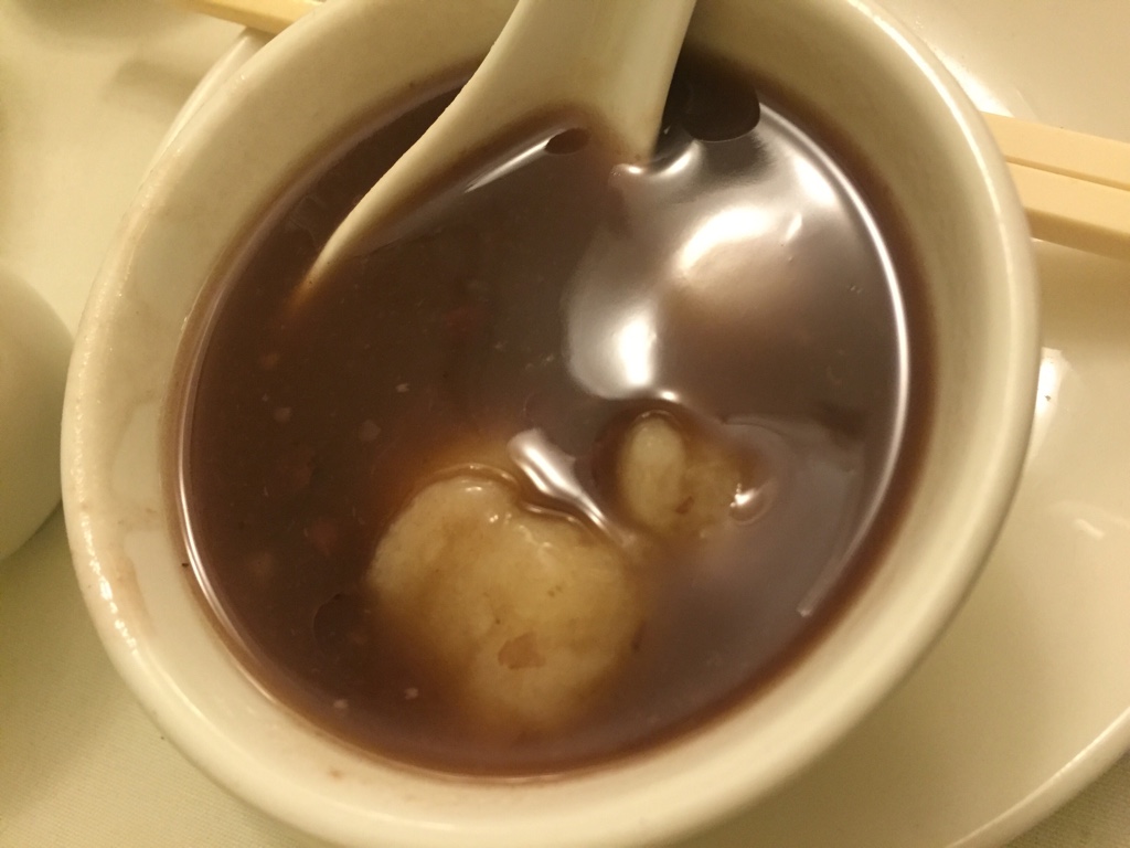 house made tongyun in red bean soup