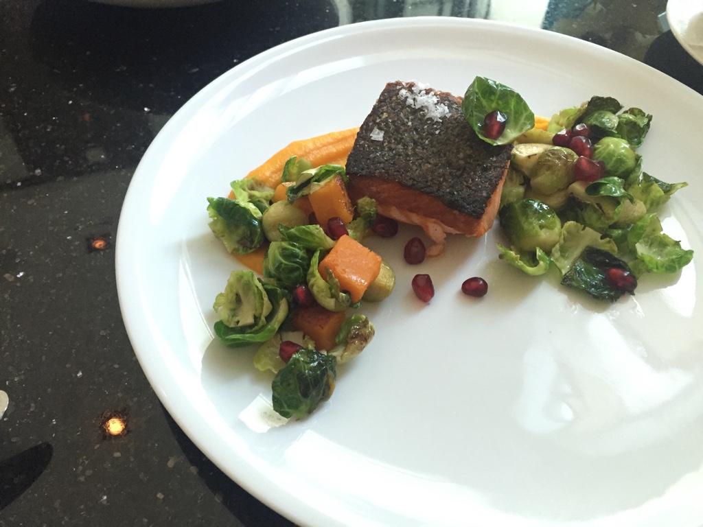 Pacific King Salmon,Fall Squash, Brussels Sprouts, Pomegranate