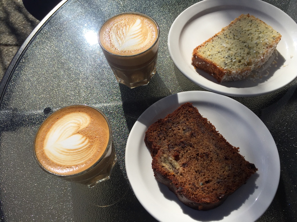 Cortado, Lemon Loaf, and Banana Loaf