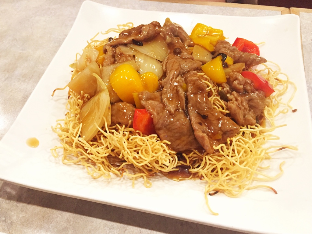 Beef Chow Mein with Bell Pepper and Black Beans