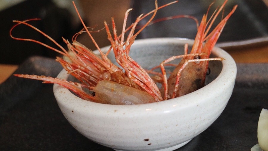 fried spot prawn heads