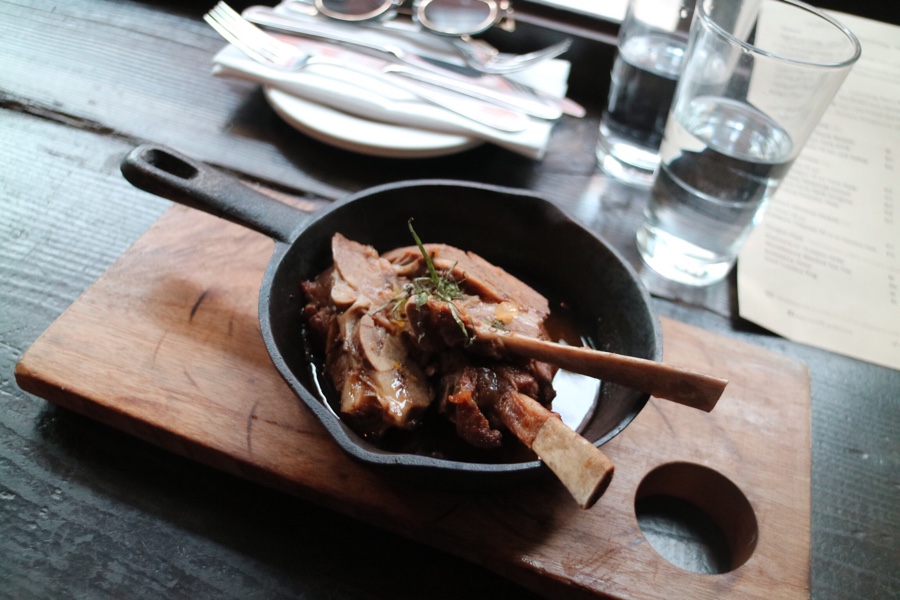 Orange-glazed lamb ribs