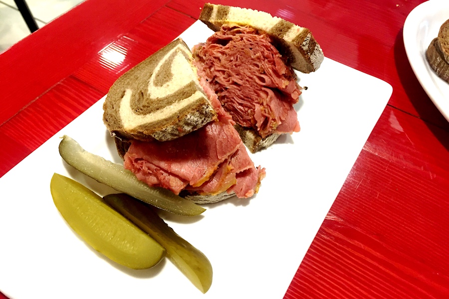 PHAT-sized Hot Montreal Smoked Meat on Marble Rye