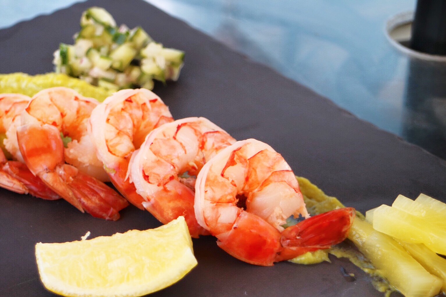 poached prawns