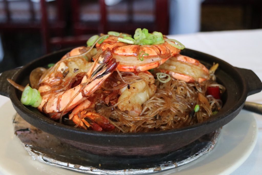 "Sautéed Tiger Prawn and Vermicelli with Black Bean Sauce"