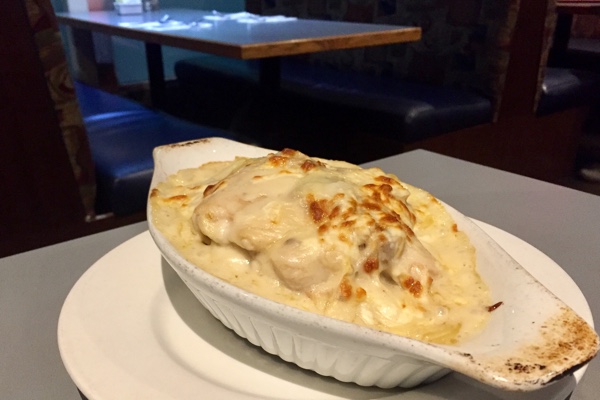Chicken on Rice Casserole in White Creamy Sauce