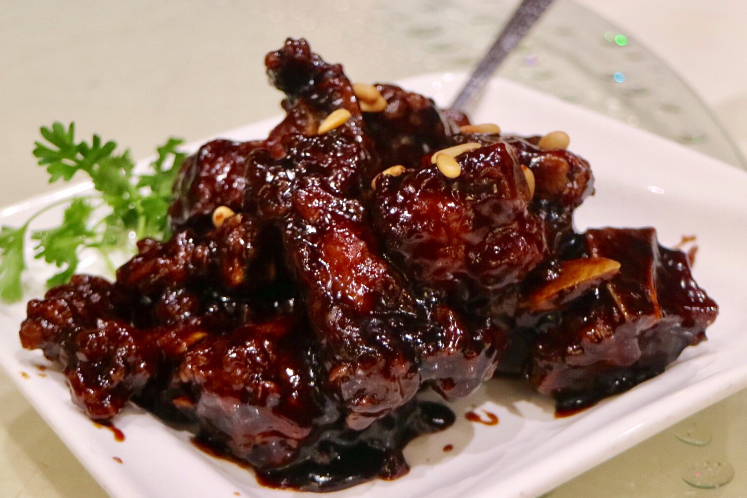 Dark Vinegar Ribs with Pine Nuts