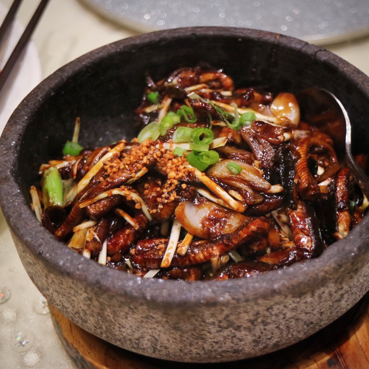 Fried Eel in Stone Bowl