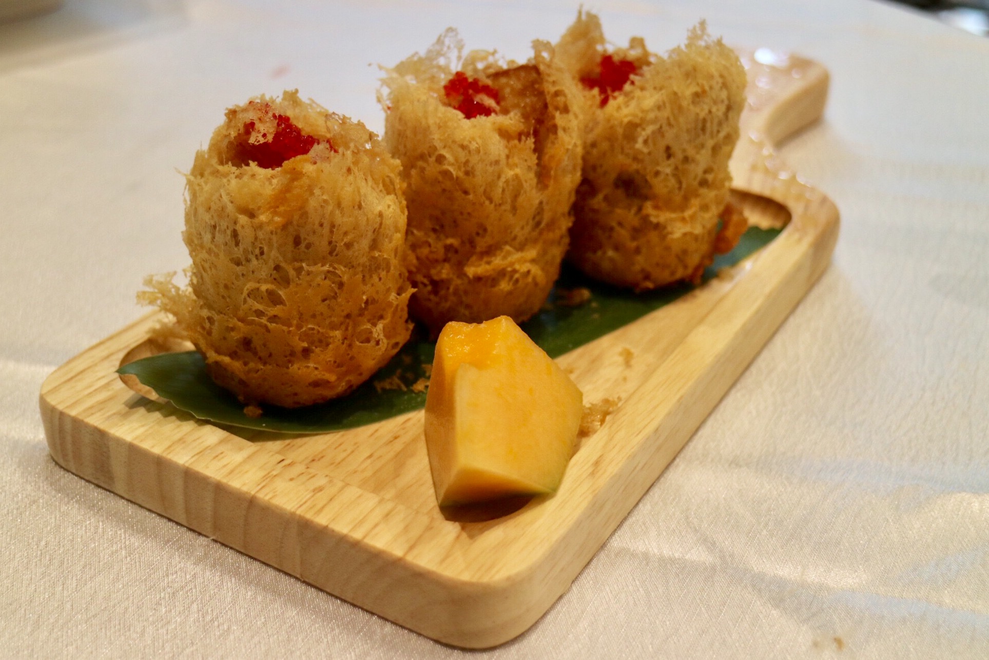 fried taro dumplings with scallop - bandao pearl