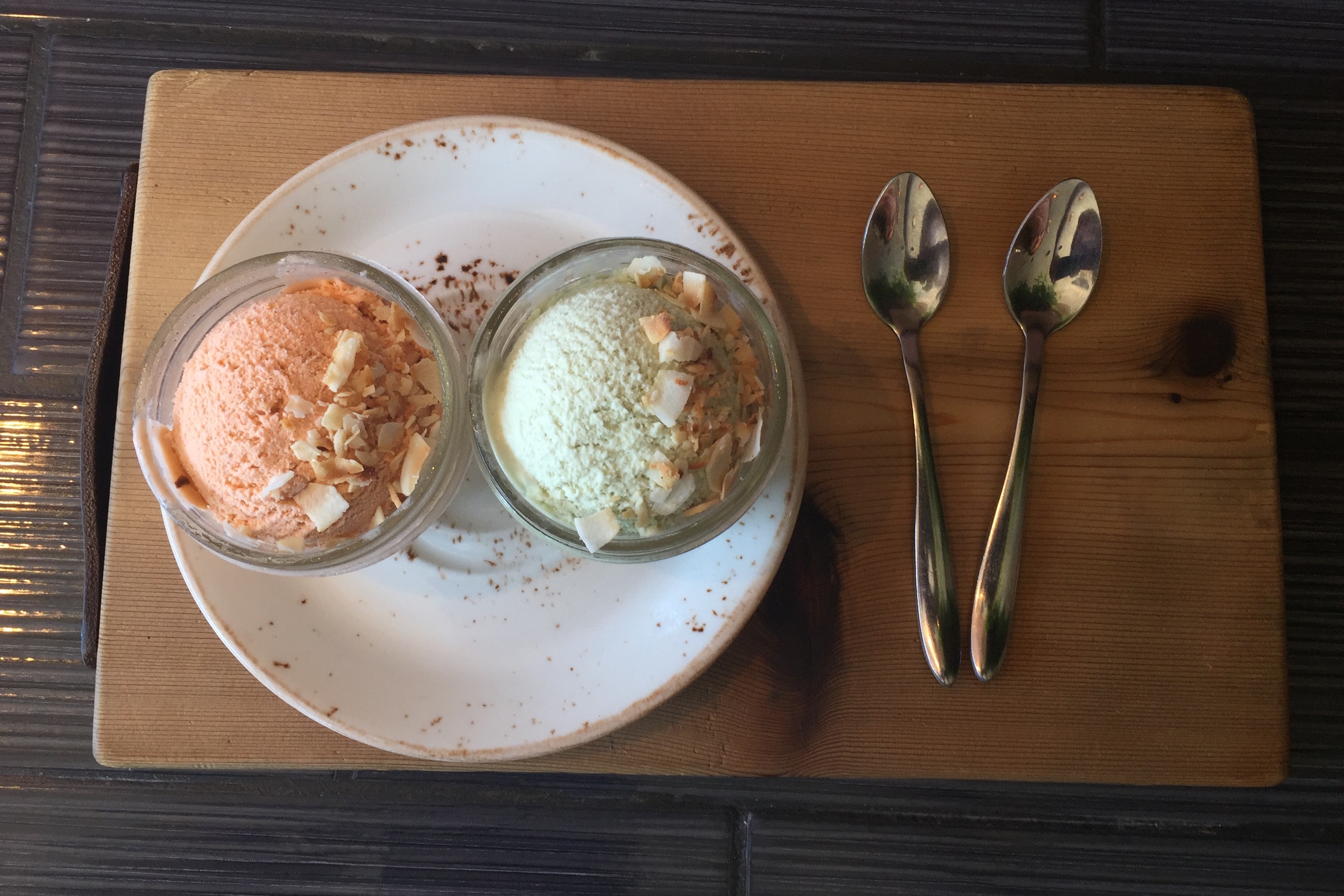 Thai Milk Tea Ice Cream and Pandan Leaf Ice Cream