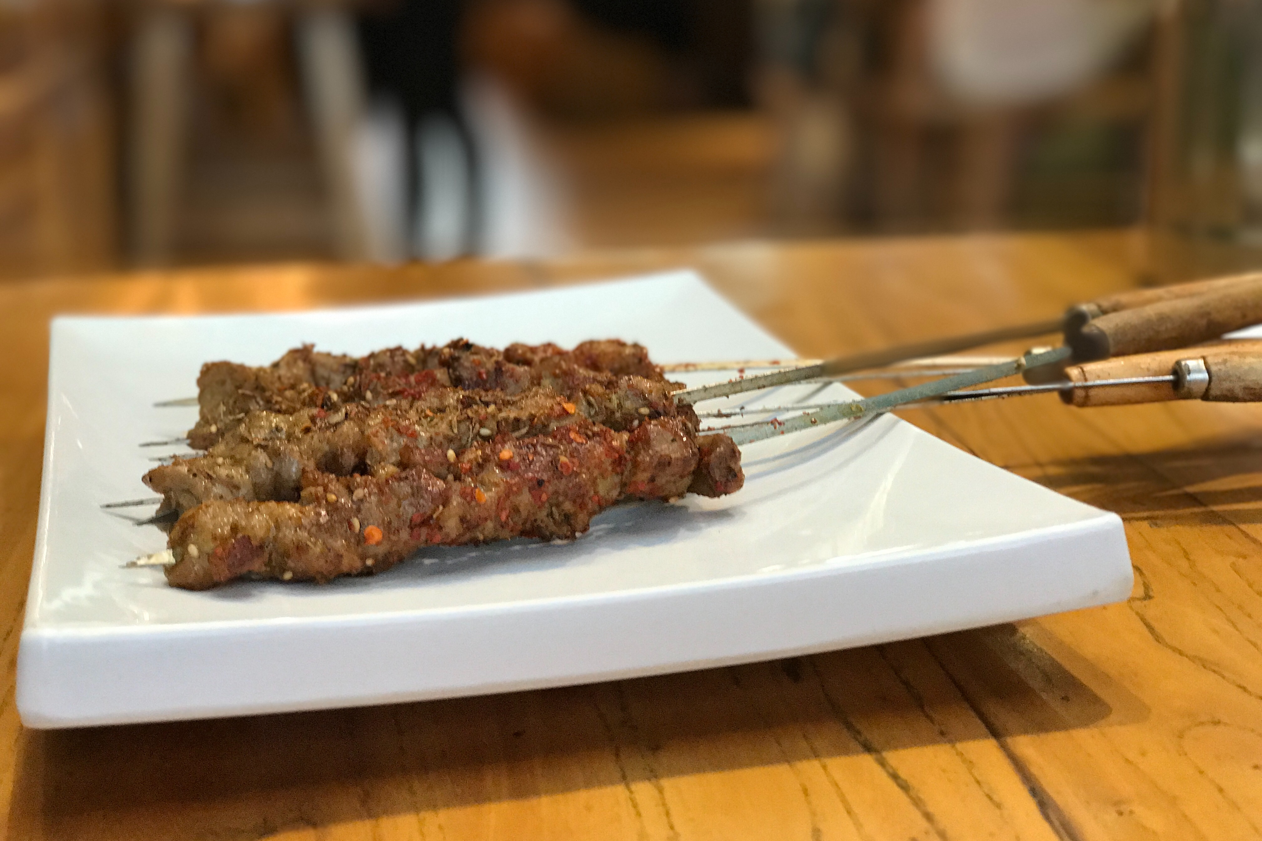 signature bbq lamb on skewers
