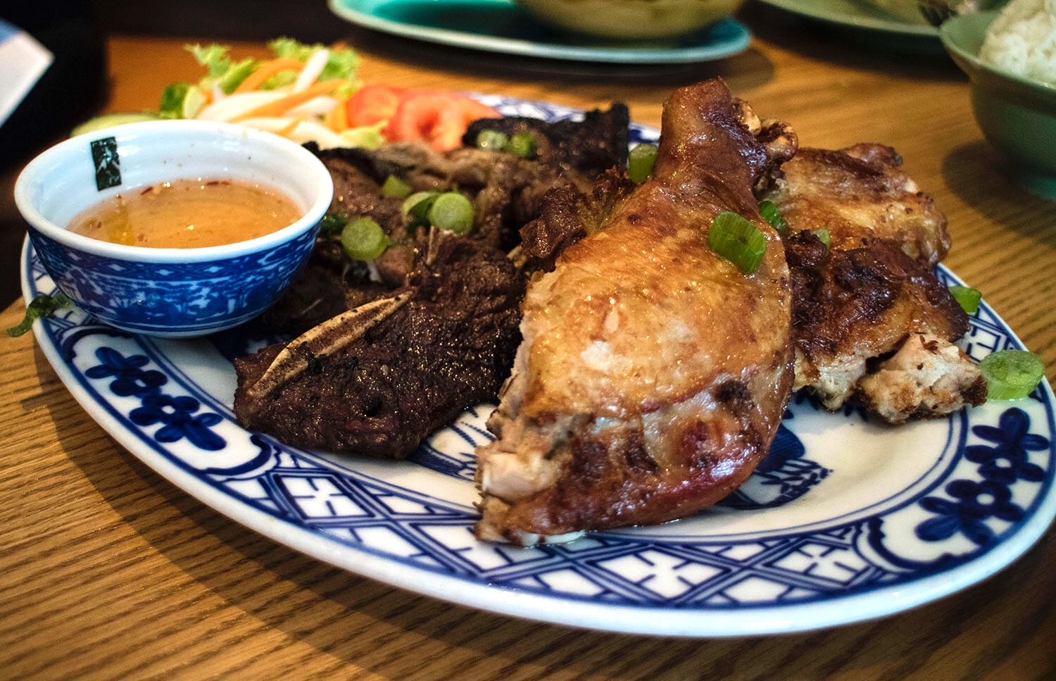 Trio of Char-Grilled Lemongrass chicken, pork, and beef ribs