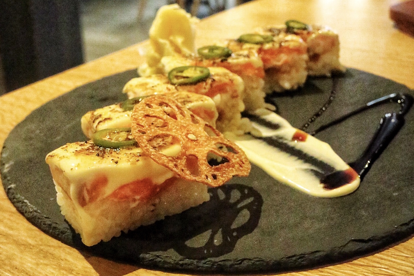 Aburi Oshi Sushi with King Salmon