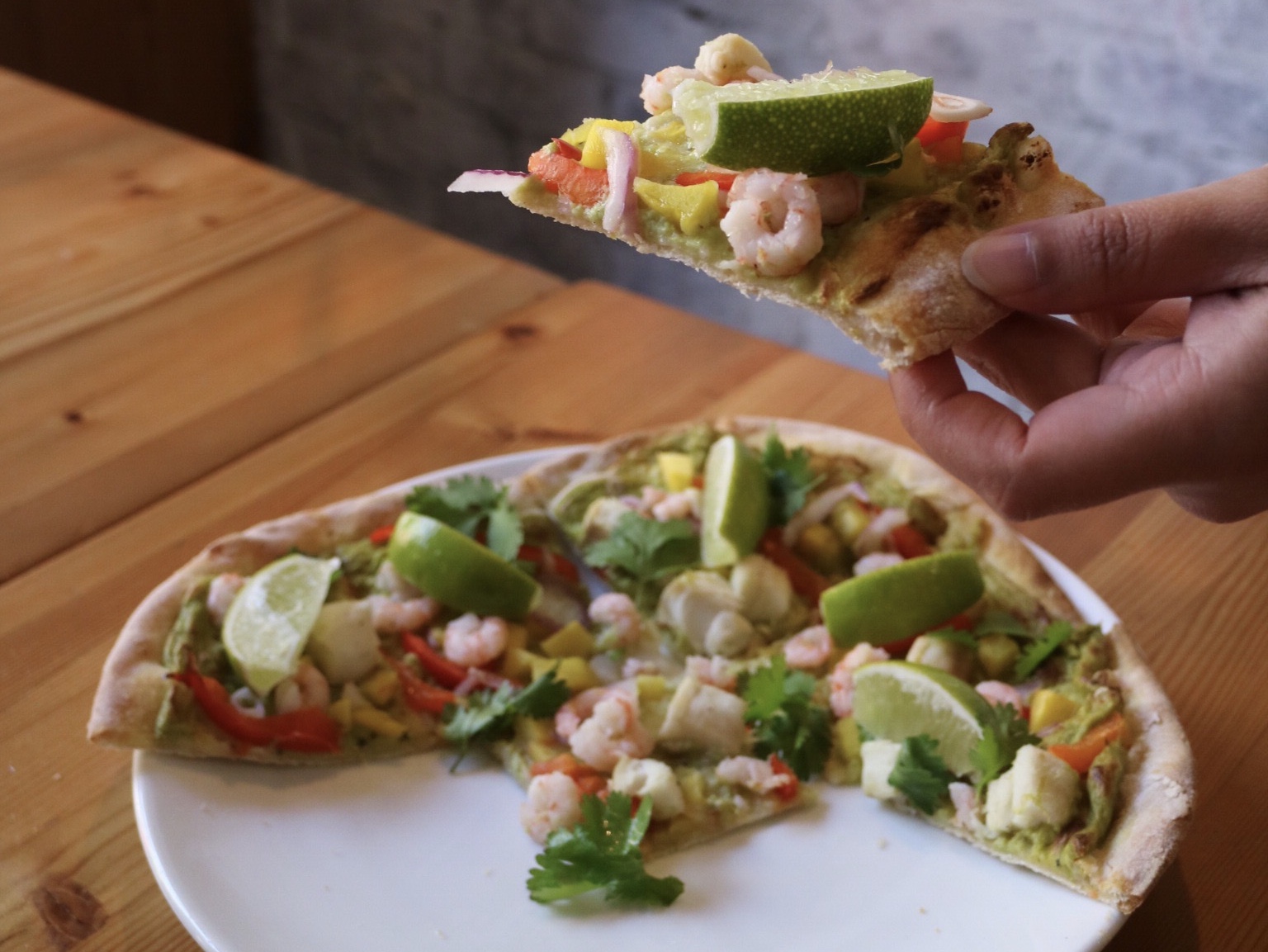 Tequila Cod and Shrimp Pizza