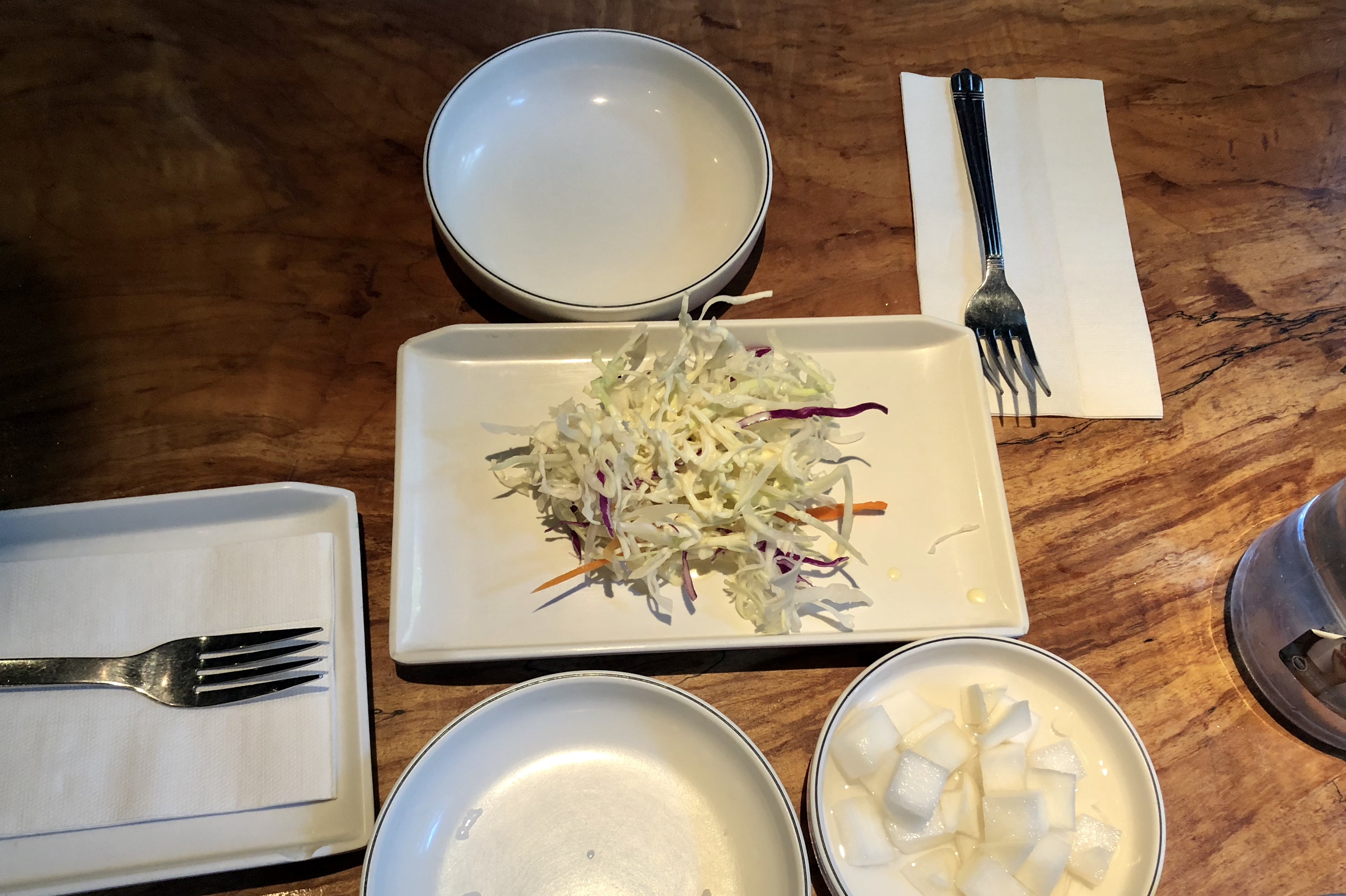 coleslaw and pickled daikon