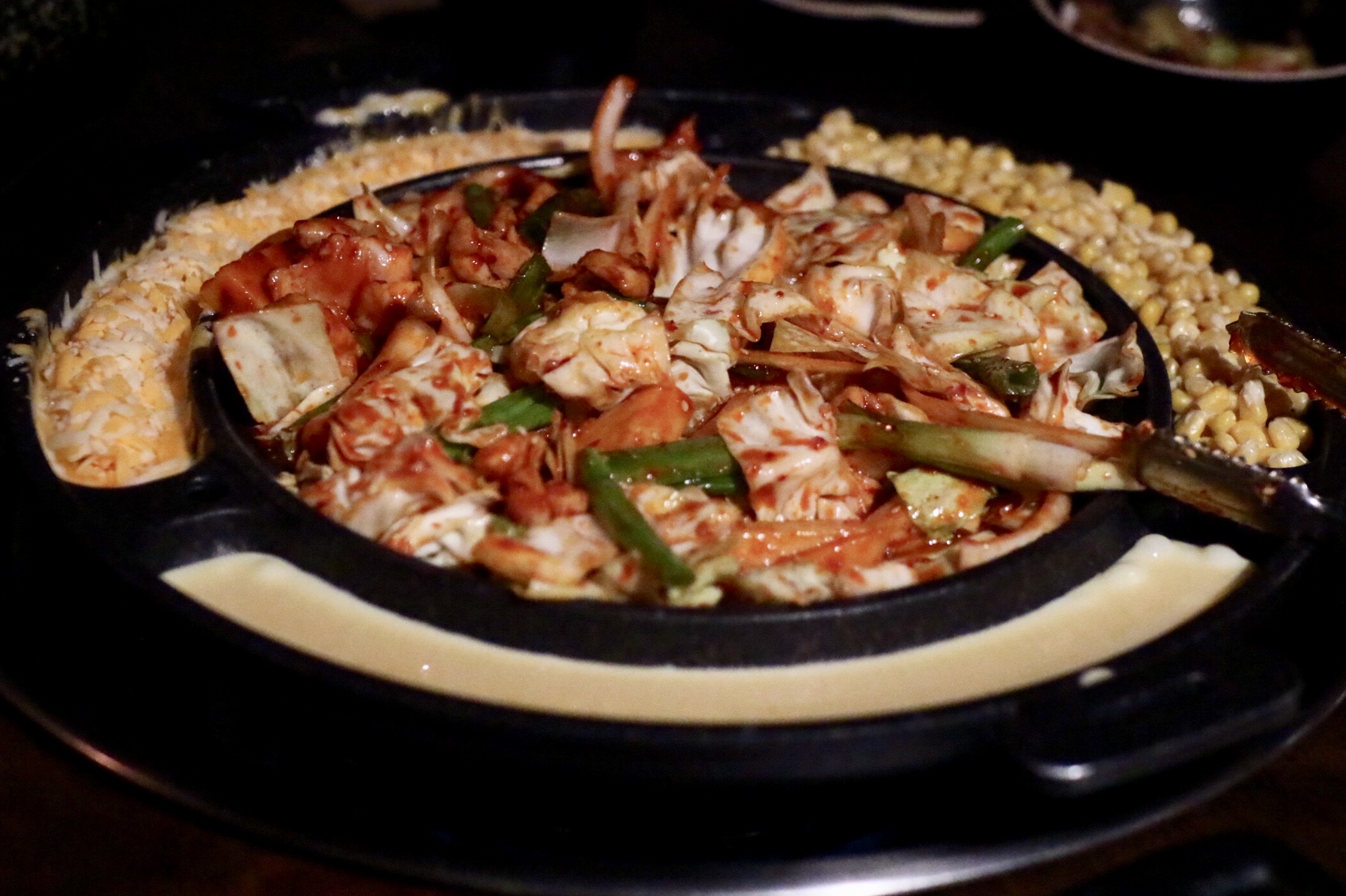 Korean Hot Plate with Spicy Chicken + Cheese