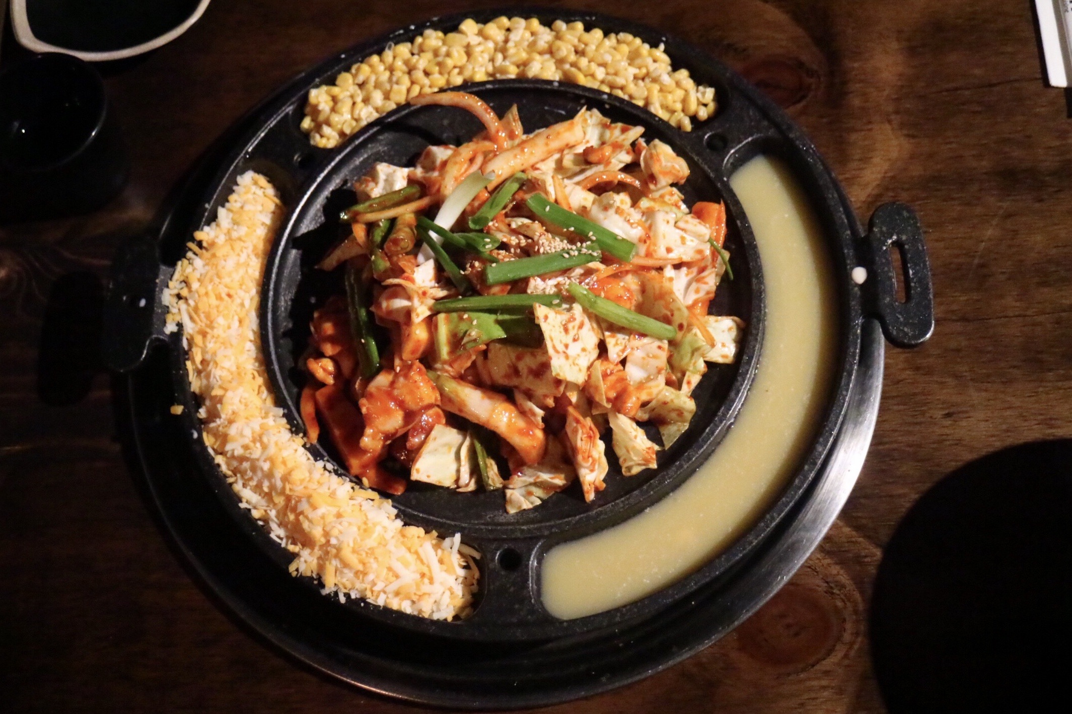 Korean Hot Plate with Spicy Chicken + Cheese
