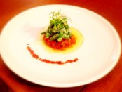 Salad of Haricots Verts, Tomato Tartare, and Chive Oil