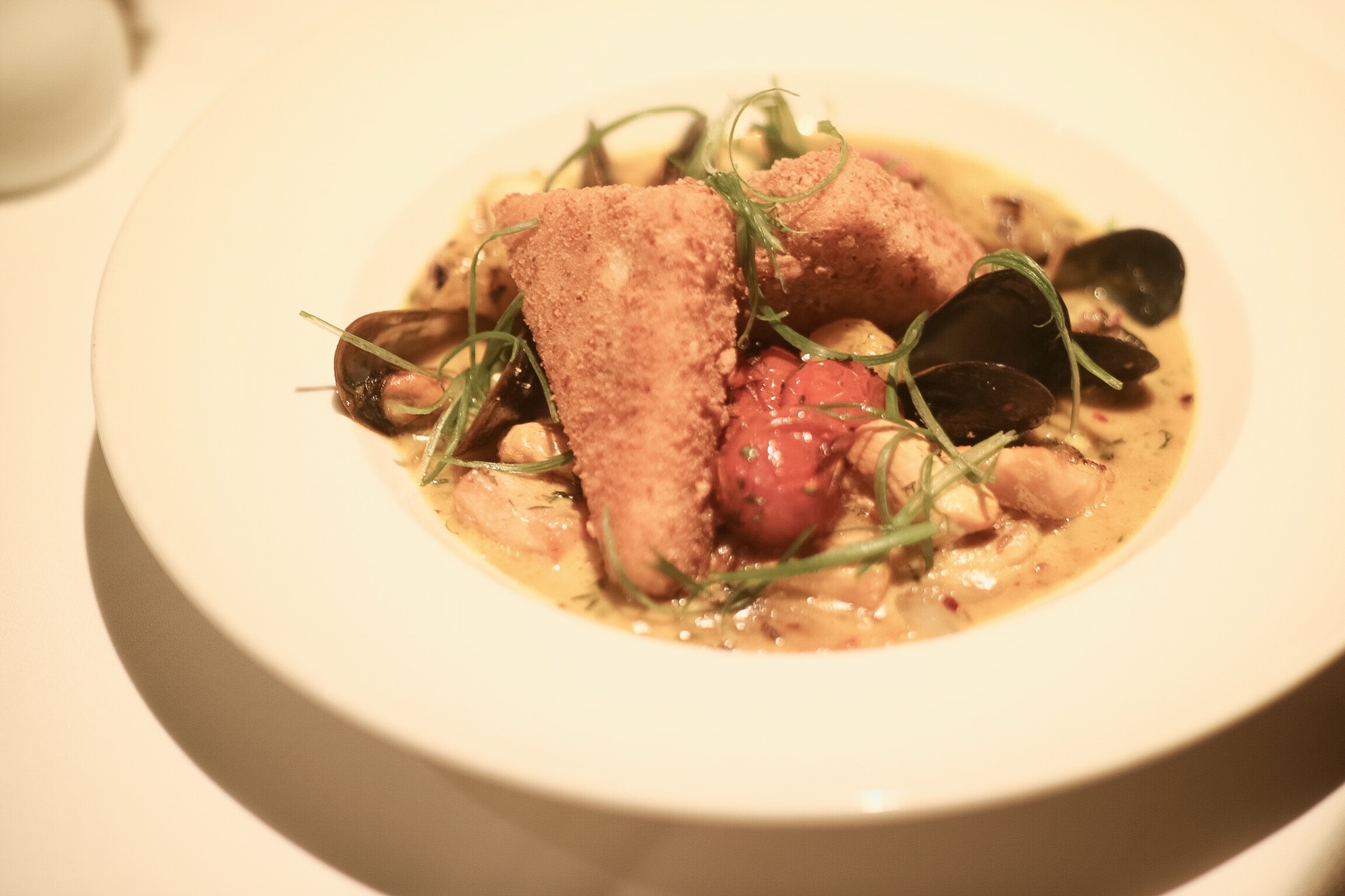 Singapore Seafood Curry, with coconut rice cake