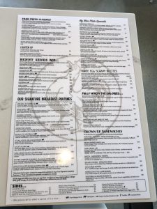 breakfast menu at OEB Breakfast Co