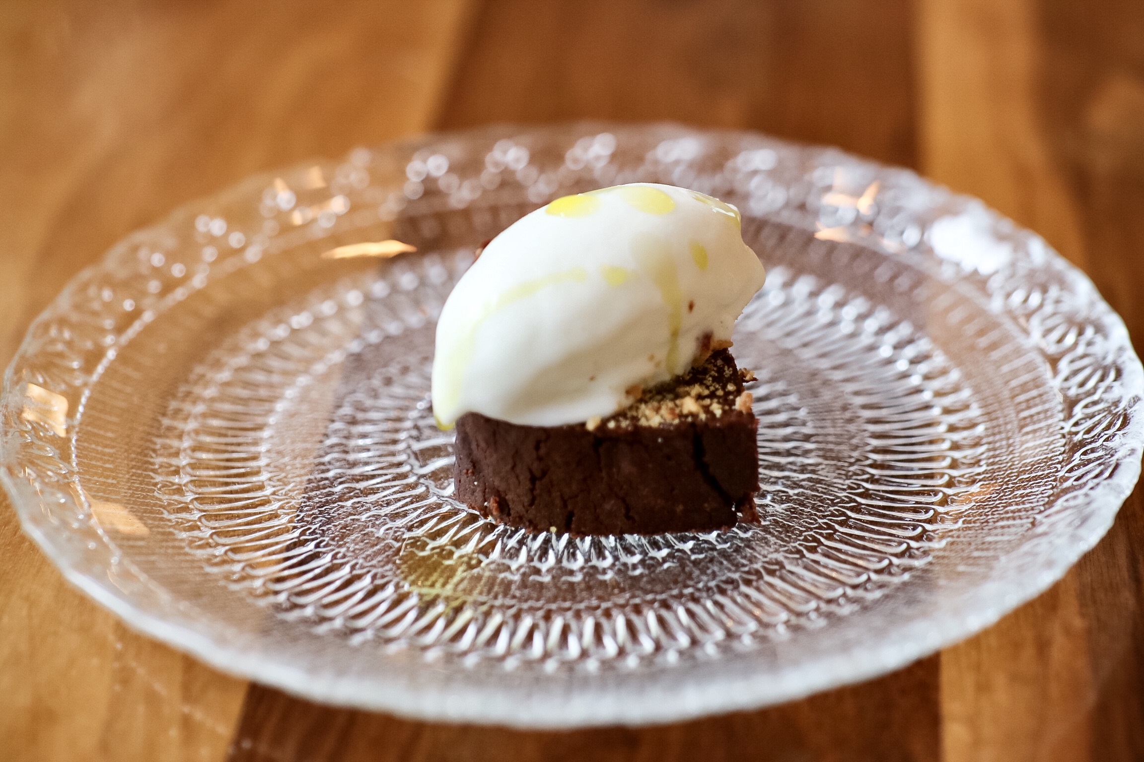 Chocolate cake, buffalo gelato, Maldon salt, Novello