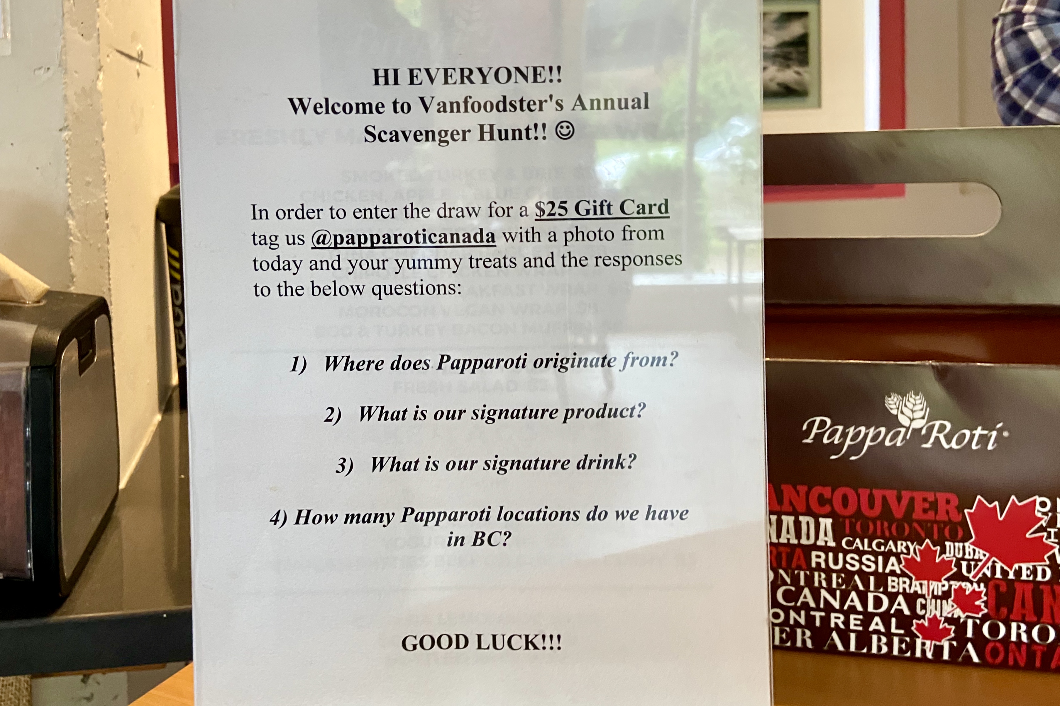 Pappa Roti Prize Draw